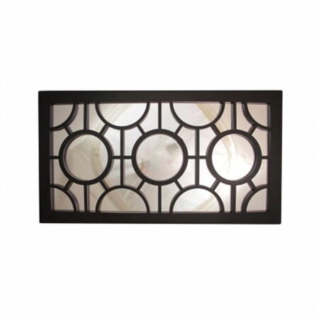 Purely Pecan 25.5 in. Jet Black Geometrical Circles Decorative Rectangular Wall Mirror 31812262